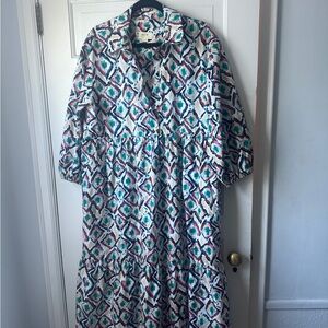 Maeve Anthropologie Multicolor Geometric Maxi Dress